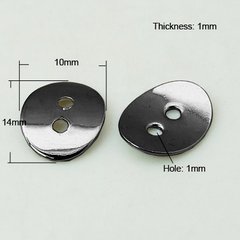 Ґудзики металеві / застібки для браслетів, чорні, овальні, 10х14 mm