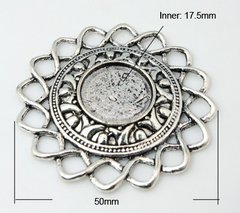 Основа під кабошон d=18 mm, срібляста, кругла, d=50 mm