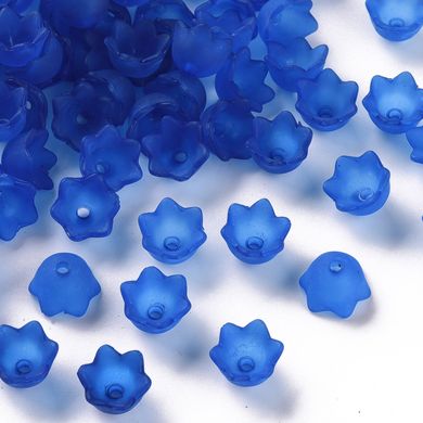 Намистини з акрілу в формі квітки, сині, матові, діам 10 мм
