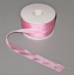 Стрічка для вишивання, натуральний шовк, рожева, 13 мм