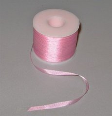 Стрічка для вишивання, натуральний шовк, рожева, 4 мм