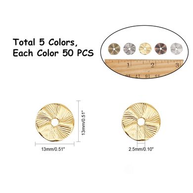 Разделители для бусин в форме диска, металлические, литые, разных цветов, диаметр 13 мм.