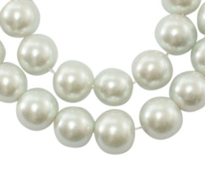 Намистини скляні, під перли, білі, d=12 мм