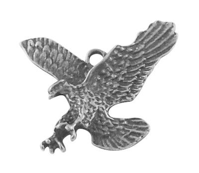 Кулон металевий, сріблястий, орел, що летить, 34х49 mm