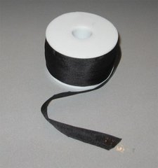 Стрічка для вишивання, натуральний шовк, чорна, 13 мм