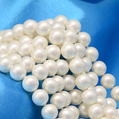 Намистини з натурального перламутру, під перли, білі, матові, круглі, d=8 мм