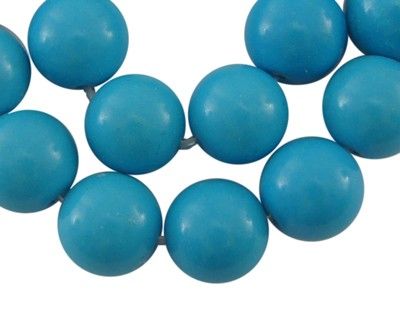 Хауліт, намистини з натурального каменю, круглі, блакитні, d=12 mm