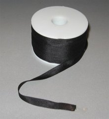 Стрічка для вишивання, натуральний шовк, чорна, 7 мм