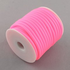 Шнур каучуковий, порожнистий, рожевий, діам 5 мм