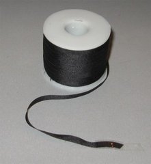 Стрічка для вишивання, натуральний шовк, чорна, 4 мм