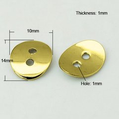Пуговицы металлические / застежки для браслетов, золотистые, овальные, 10х14 mm