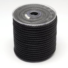 Шнур кожаный, плетеный, черный, 5 mm