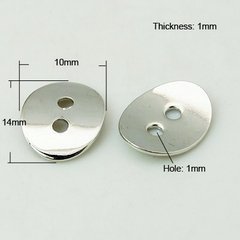 Ґудзики металеві / застібки для браслетів, кольори платини, овальні, 10х14 mm