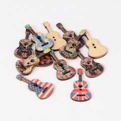 Кулони дерев'яні у формі гітари, пришивні, різних кольорів, 36х18 мм