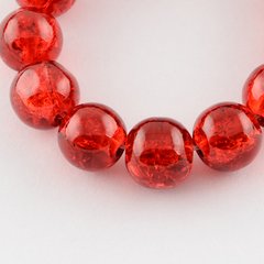 Намистини скляні, "бите скло", червоні, круглі, d=10 mm