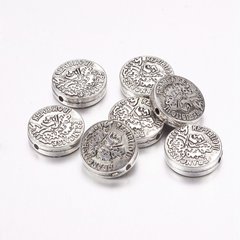 Кулони в формі монет, пластик з металізованим покриттям, кольору платини, діаметр 17 мм