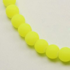 Намистини скляні з каучуковим покриттям, круглі, неонові, жовті, d=10 mm