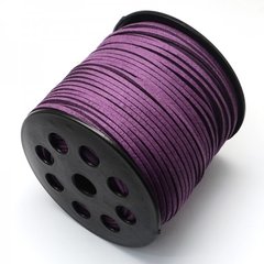Шнур зі штучної замші, фіолетовий, ширина 3 мм.