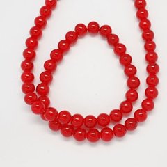 Намистини скляні, круглі, гладкі, червоні, d=16 mm