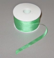 Стрічка для вишивання, натуральний шовк, світло-зелена, 7 мм