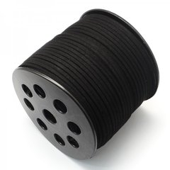 Шнур из искусственной замши, черный, ширина 3 mm