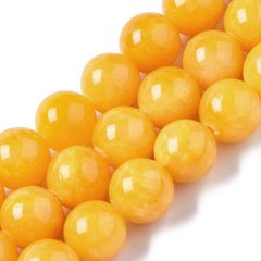 Бусины из жадеита, круглые, желтые, d=10 mm