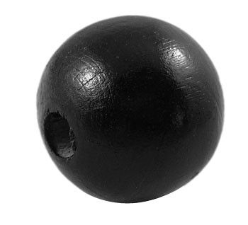 Дерев'яні намистини, у форма кулі, чорні 24мм