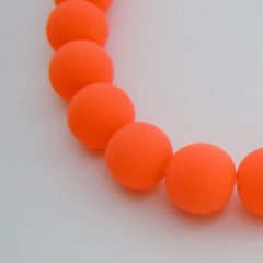 Намистини скляні з каучуковим покриттям, круглі, неонові, оранжеві, d=10 mm