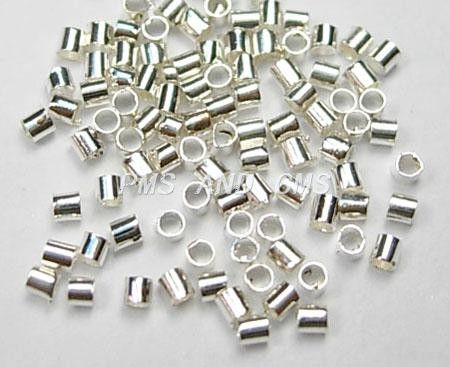 Стопери металеві, крімпи (crimp), вагові, циліндричні, сріблясті, d=2.5 mm