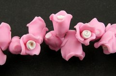 Намистина з полімерної глини, бутон троянди, рожева, 10х15 mm