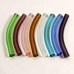Намистини скляні, трубки, різних кольорів 46х5 mm