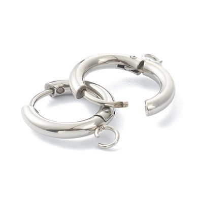 Сережки-кільця з медичної сталі з підвісом, кольору платини, 18x15 мм, ціна за 1 шт