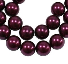 Намистини імітація перлів, бордово-фіолетові 16мм