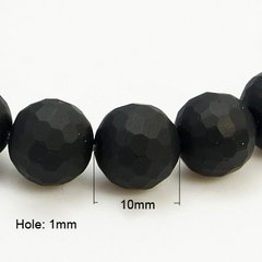 Лава базальтова, намистини натуральні, грановані, матові, чорні, круглі, d= 10 mm