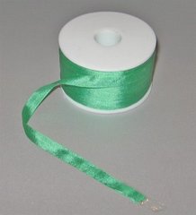 Стрічка для вишивання, натуральний шовк, зелена, 7 мм