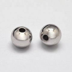 Бусины металлические, круглые, цвета платины, d=3 mm