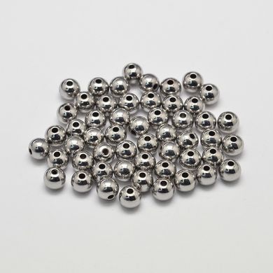 Бусины металлические, круглые, цвета платины, d=3 mm