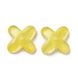 Намистини з прозорого скла в формі квітки з 4 пелюстками, жовті, 10х3 мм