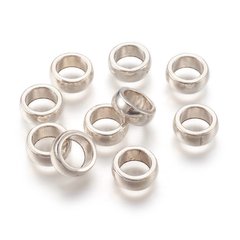 Намистини металеві, роздільники, сріблясті, у формі кільця, 11х5 mm