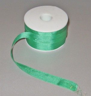 Лента для вышивания, натуральный шелк, зеленая, 13 мм