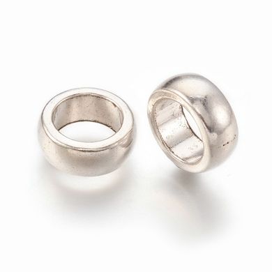 Бусины металлические, разделители, серебристые, в форме кольца, 11х5 mm