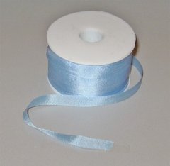 Стрічка для вишивання, натуральний шовк, блакитна, 7 мм