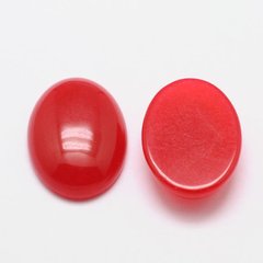 Кабошони із жадеїту, червоні, овальні плоскі, 25х18 mm