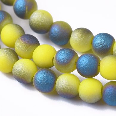 Бусины стеклянные, круглые, матовые, желто-голубые, d=2,5 mm