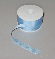 Стрічка для вишивання, натуральний шовк, блакитна, 13 мм