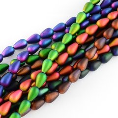 Намистини скляні "хамелеони", у формі краплі, різних кольорів, 8х13 mm