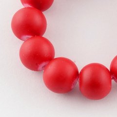 Намистини скляні з каучуковим покриттям, червоні, круглі, d=12 mm