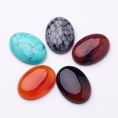 Кабошоны из натурального камня разных цветов, 25х18 mm