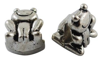 Намистина імітація Пандора металева, срібляста, у формі жаби, 13х10 mm