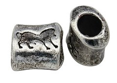 Бусины Пандора, серебритые, в форме цилиндра, с изображением лошади, 9х10х6 mm